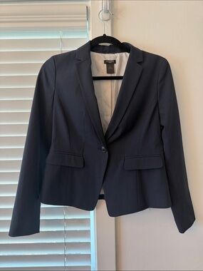 Ann Taylor Navy Single-Button Blazer